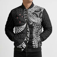 Aotearoa Volleyball Custom Bomber Puffer Jacket Silver Ferns and Maori Tribal Black LT03 - Polynesian Pride