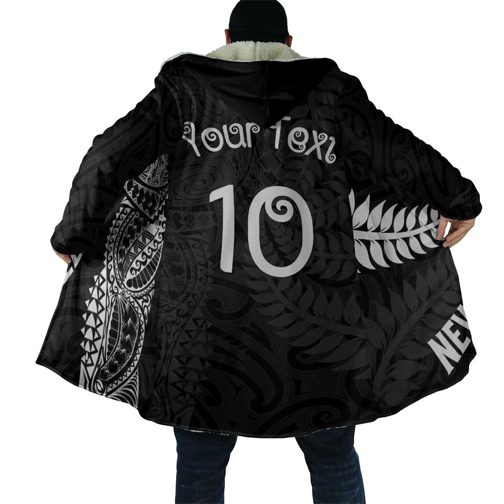 Aotearoa Volleyball Custom Cloak Silver Ferns and Maori Tribal Black LT03 - Polynesian Pride