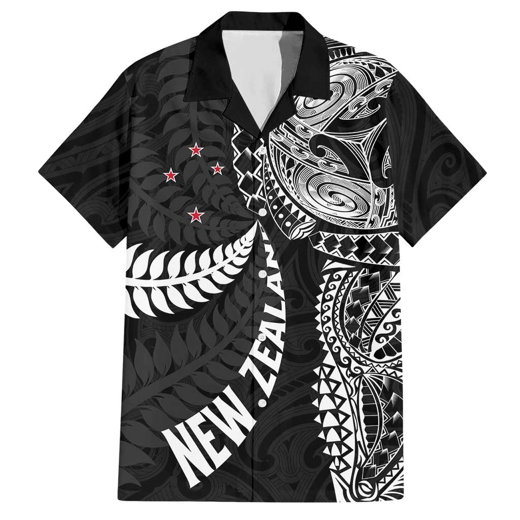 Aotearoa Volleyball Custom Hawaiian Shirt Silver Ferns and Maori Tribal Black LT03 Black - Polynesian Pride