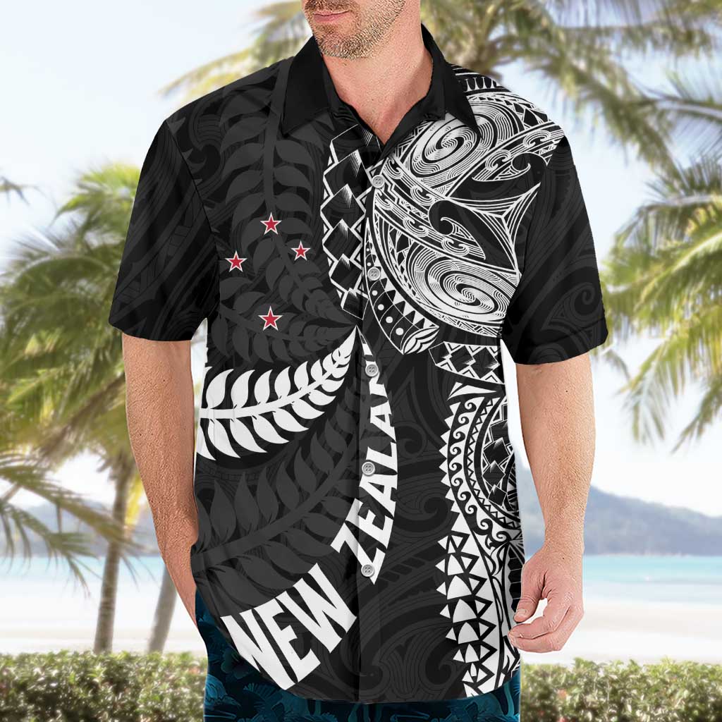 Aotearoa Volleyball Custom Hawaiian Shirt Silver Ferns and Maori Tribal Black LT03 - Polynesian Pride