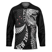 Aotearoa Volleyball Custom Hockey Jersey Silver Ferns and Maori Tribal Black LT03 Unisex Black - Polynesian Pride