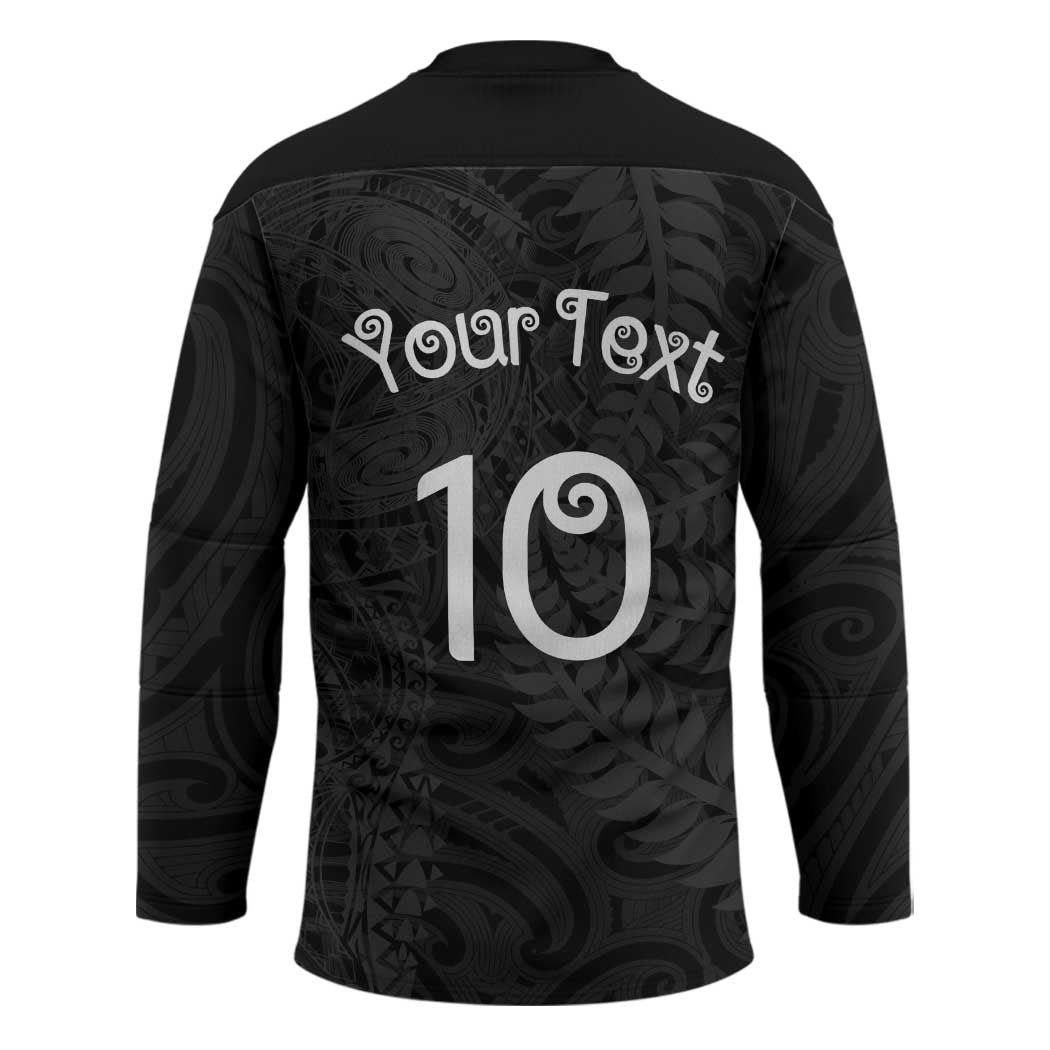 Aotearoa Volleyball Custom Hockey Jersey Silver Ferns and Maori Tribal Black LT03 - Polynesian Pride