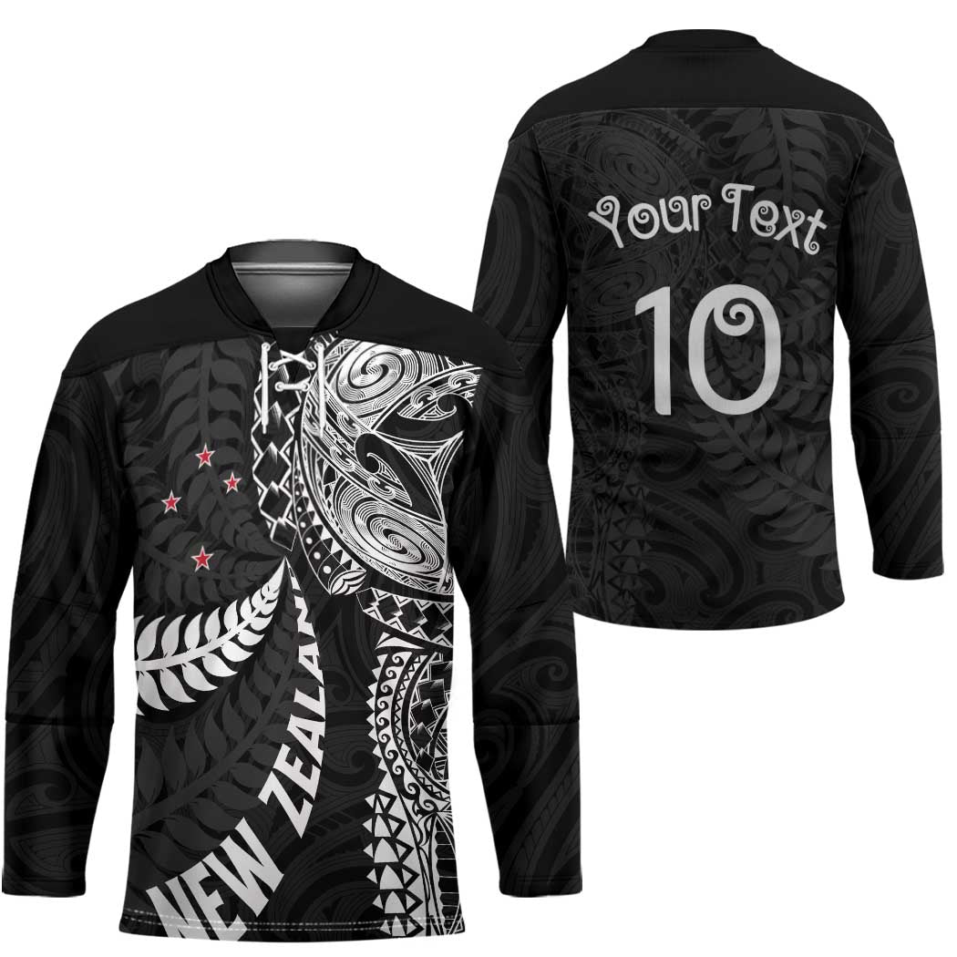 Aotearoa Volleyball Custom Hockey Jersey Silver Ferns and Maori Tribal Black LT03 - Polynesian Pride
