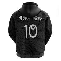 Aotearoa Volleyball Custom Hoodie Silver Ferns and Maori Tribal Black LT03 - Polynesian Pride
