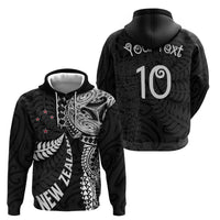 Aotearoa Volleyball Custom Hoodie Silver Ferns and Maori Tribal Black LT03 - Polynesian Pride