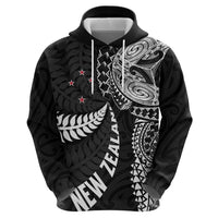 Aotearoa Volleyball Custom Hoodie Silver Ferns and Maori Tribal Black LT03 - Polynesian Pride