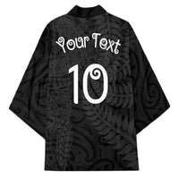Aotearoa Volleyball Custom Kimono Silver Ferns and Maori Tribal Black LT03 - Polynesian Pride