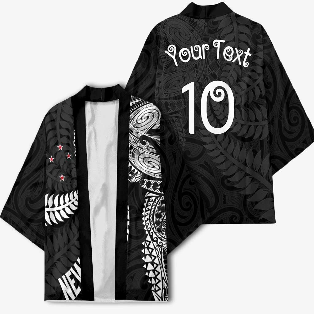 Aotearoa Volleyball Custom Kimono Silver Ferns and Maori Tribal Black LT03 - Polynesian Pride