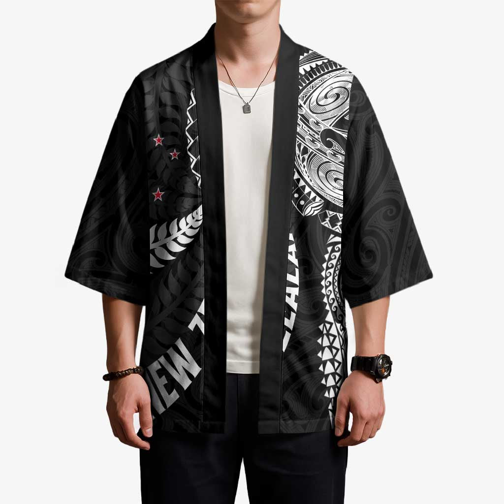 Aotearoa Volleyball Custom Kimono Silver Ferns and Maori Tribal Black LT03 - Polynesian Pride