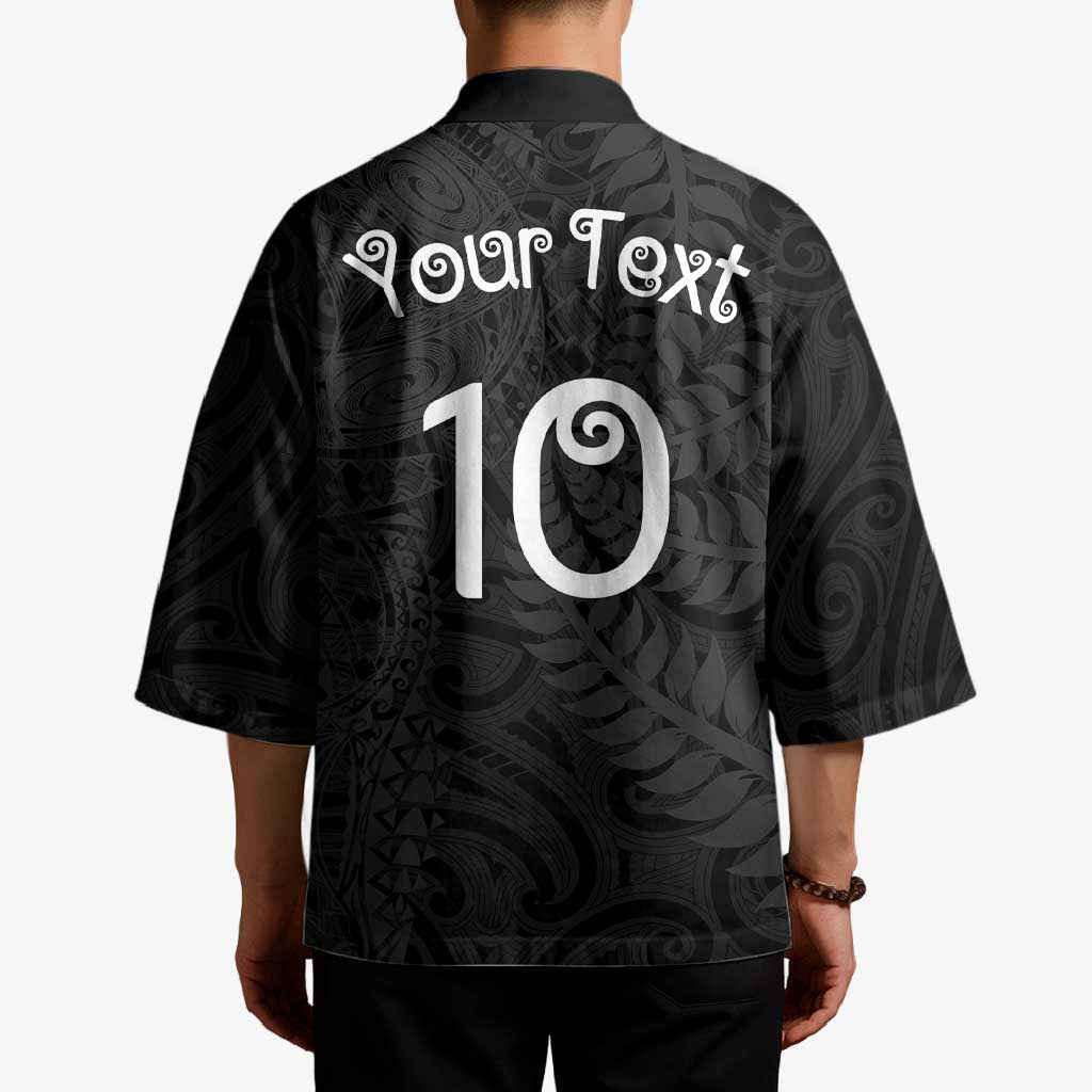 Aotearoa Volleyball Custom Kimono Silver Ferns and Maori Tribal Black LT03 - Polynesian Pride