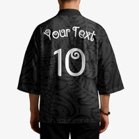 Aotearoa Volleyball Custom Kimono Silver Ferns and Maori Tribal Black LT03 - Polynesian Pride