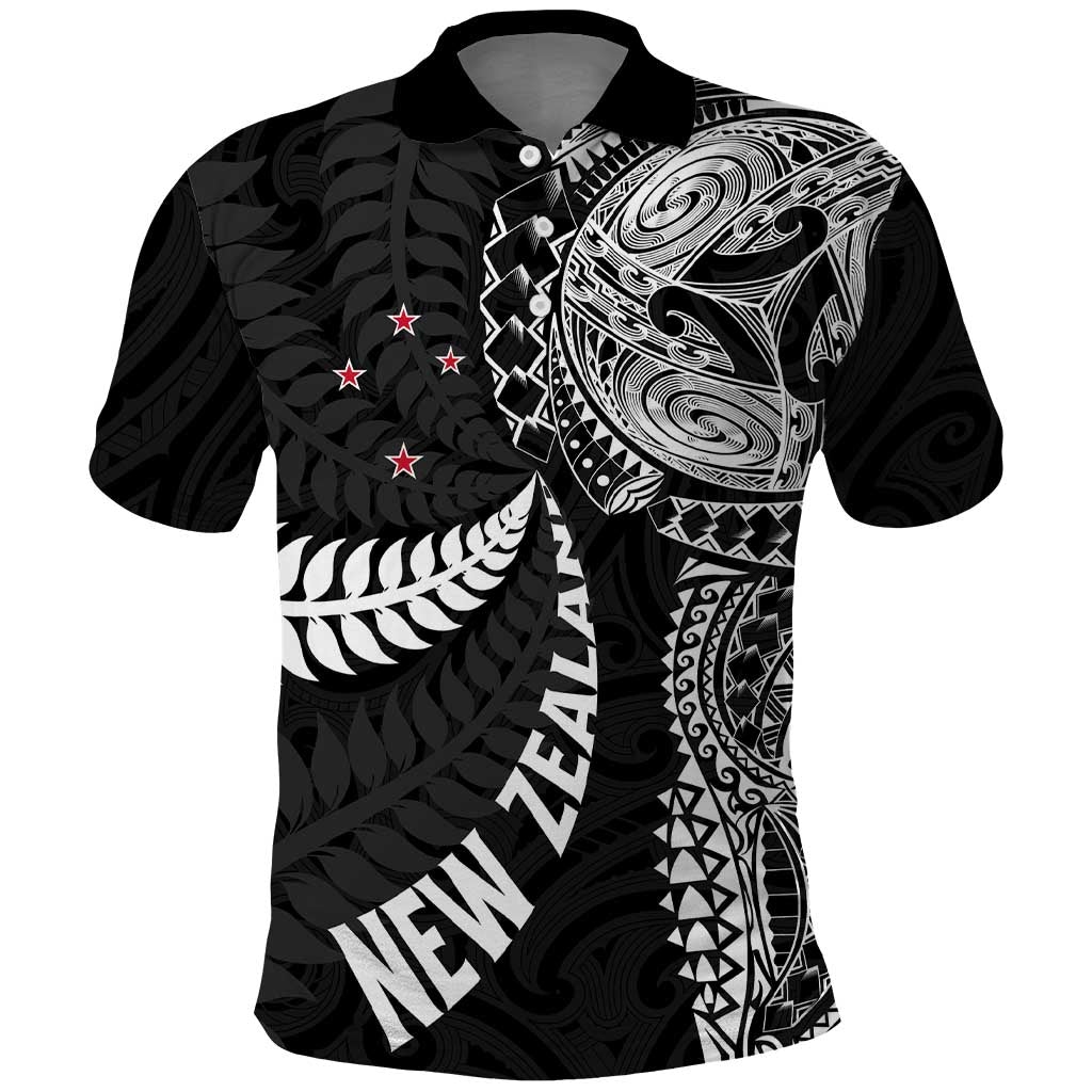Aotearoa Volleyball Custom Polo Shirt Silver Ferns and Maori Tribal Black LT03 Black - Polynesian Pride