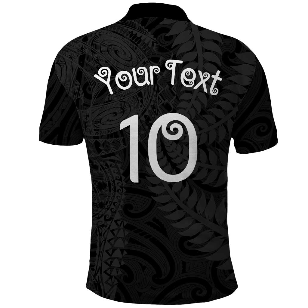 Aotearoa Volleyball Custom Polo Shirt Silver Ferns and Maori Tribal Black LT03 - Polynesian Pride