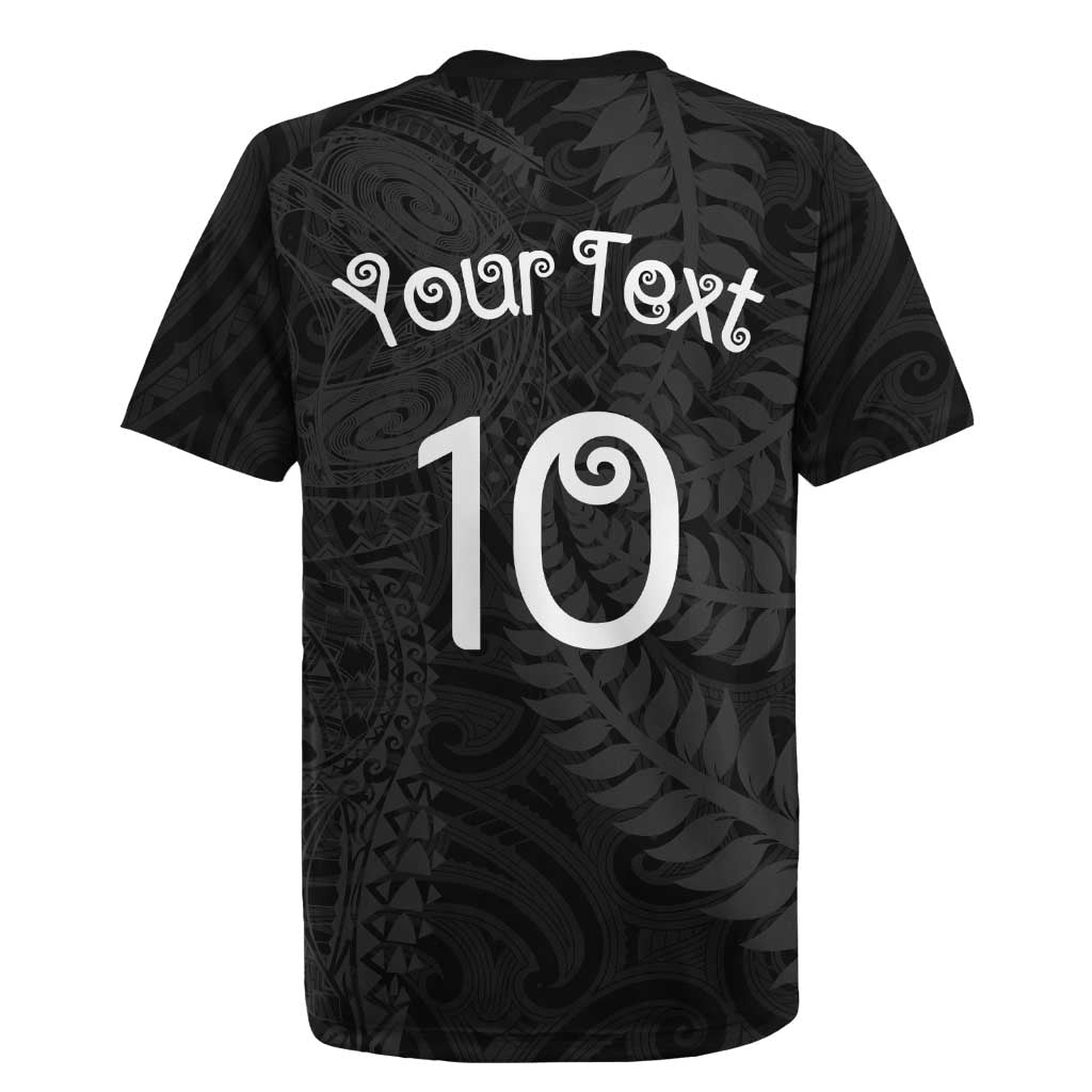 Aotearoa Volleyball Custom Rugby Jersey Silver Ferns and Maori Tribal Black LT03 - Polynesian Pride