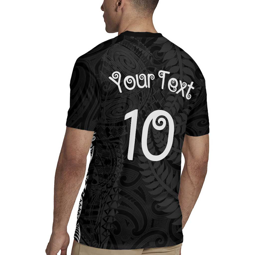 Aotearoa Volleyball Custom Rugby Jersey Silver Ferns and Maori Tribal Black LT03 - Polynesian Pride