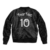 Aotearoa Volleyball Custom Sleeve Zip Bomber Jacket Silver Ferns and Maori Tribal Black LT03 - Polynesian Pride