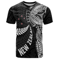Aotearoa Volleyball Custom T Shirt Silver Ferns and Maori Tribal Black LT03 Black - Polynesian Pride
