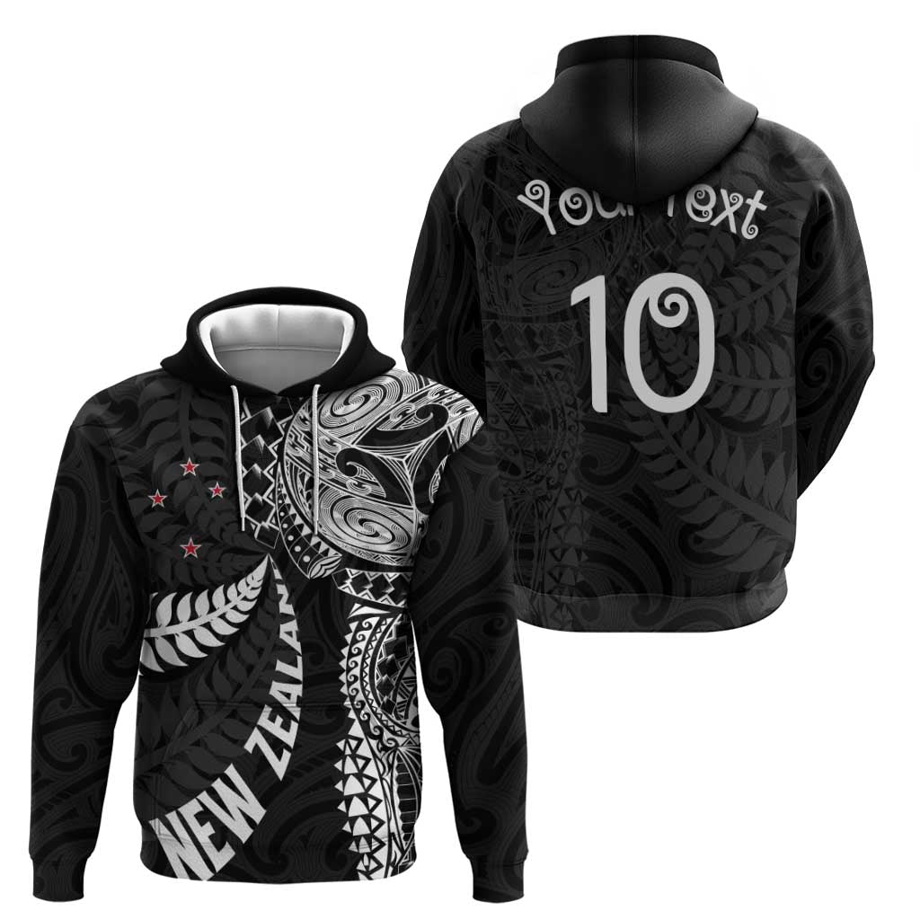 Aotearoa Volleyball Custom Zip Hoodie Silver Ferns and Maori Tribal Black LT03 - Polynesian Pride