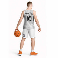 Aotearoa Volleyball Custom Basketball Jersey Silver Ferns and Maori Tribal White LT03 - Polynesian Pride