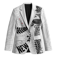 Aotearoa Volleyball Custom Blazer Silver Ferns and Maori Tribal White LT03 Unisex White - Polynesian Pride
