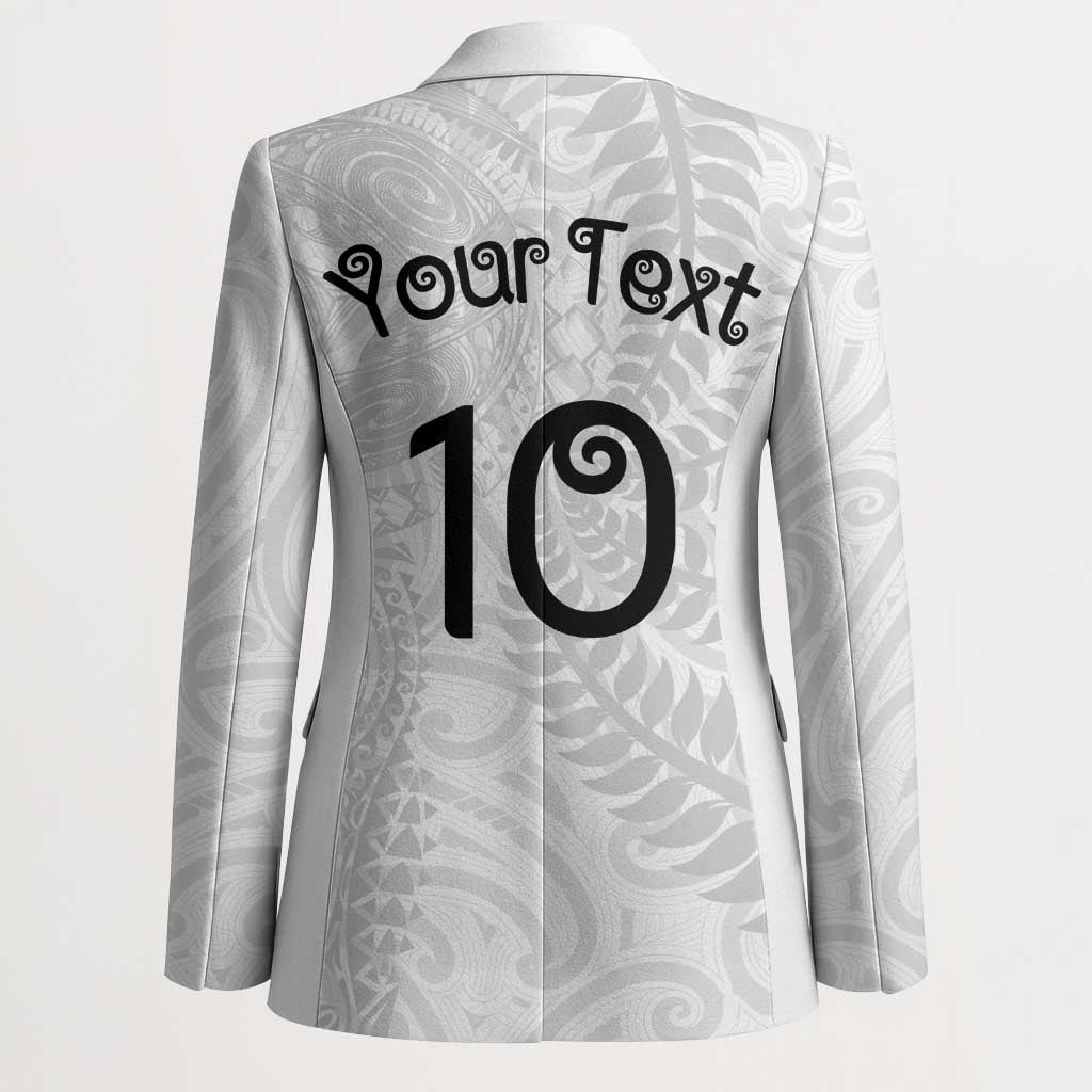 Aotearoa Volleyball Custom Blazer Silver Ferns and Maori Tribal White LT03 - Polynesian Pride