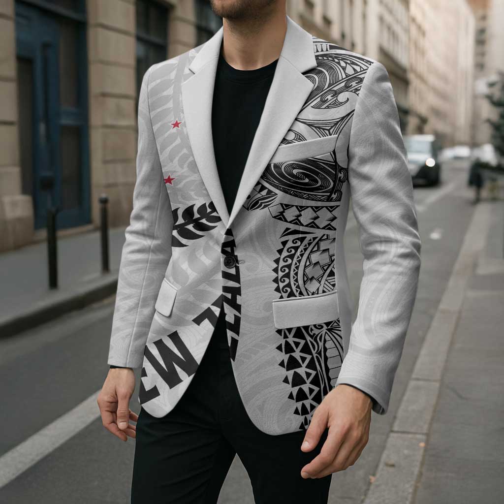 Aotearoa Volleyball Custom Blazer Silver Ferns and Maori Tribal White LT03 - Polynesian Pride