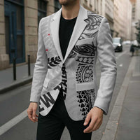 Aotearoa Volleyball Custom Blazer Silver Ferns and Maori Tribal White LT03 - Polynesian Pride