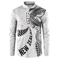 Aotearoa Volleyball Custom Button Sweatshirt Silver Ferns and Maori Tribal White LT03 White - Polynesian Pride