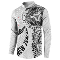 Aotearoa Volleyball Custom Button Sweatshirt Silver Ferns and Maori Tribal White LT03 - Polynesian Pride