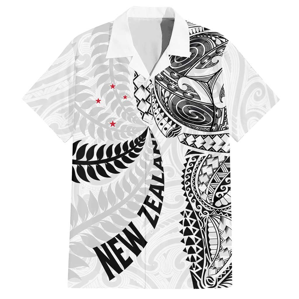 Aotearoa Volleyball Custom Hawaiian Shirt Silver Ferns and Maori Tribal White LT03 White - Polynesian Pride