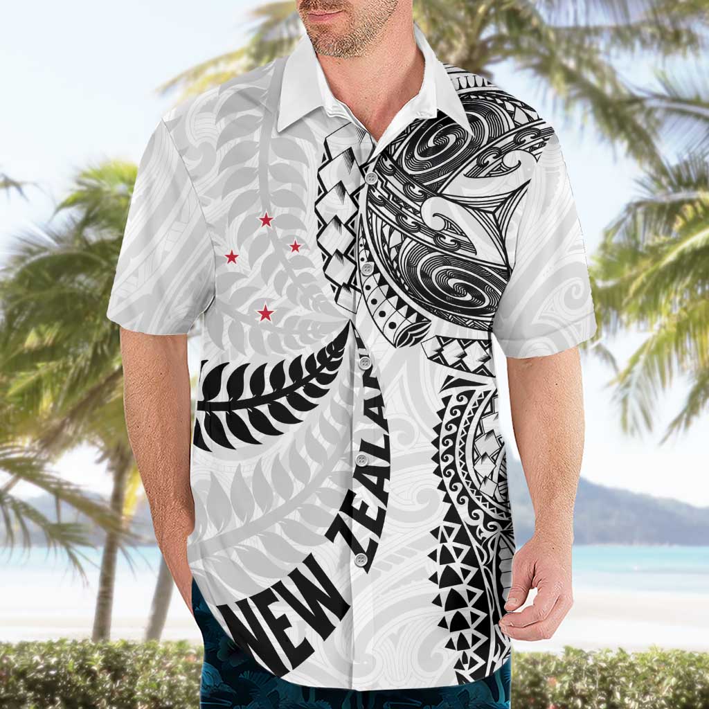 Aotearoa Volleyball Custom Hawaiian Shirt Silver Ferns and Maori Tribal White LT03 - Polynesian Pride