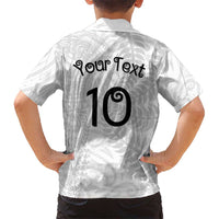 Aotearoa Volleyball Custom Kid Hawaiian Shirt Silver Ferns and Maori Tribal White LT03 - Polynesian Pride