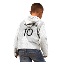 Aotearoa Volleyball Custom Kid Hoodie Silver Ferns and Maori Tribal White LT03 - Polynesian Pride