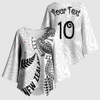 Aotearoa Volleyball Custom Kimono Sleeve Blouse Silver Ferns and Maori Tribal White LT03 - Polynesian Pride