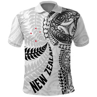 Aotearoa Volleyball Custom Polo Shirt Silver Ferns and Maori Tribal White LT03 White - Polynesian Pride