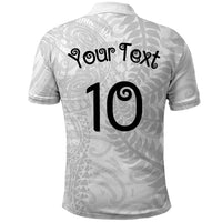 Aotearoa Volleyball Custom Polo Shirt Silver Ferns and Maori Tribal White LT03 - Polynesian Pride