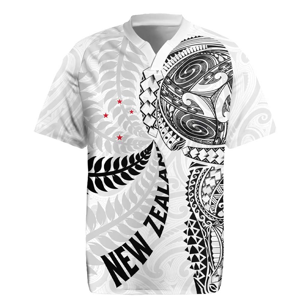 Aotearoa Volleyball Custom Rugby Jersey Silver Ferns and Maori Tribal White LT03 White - Polynesian Pride