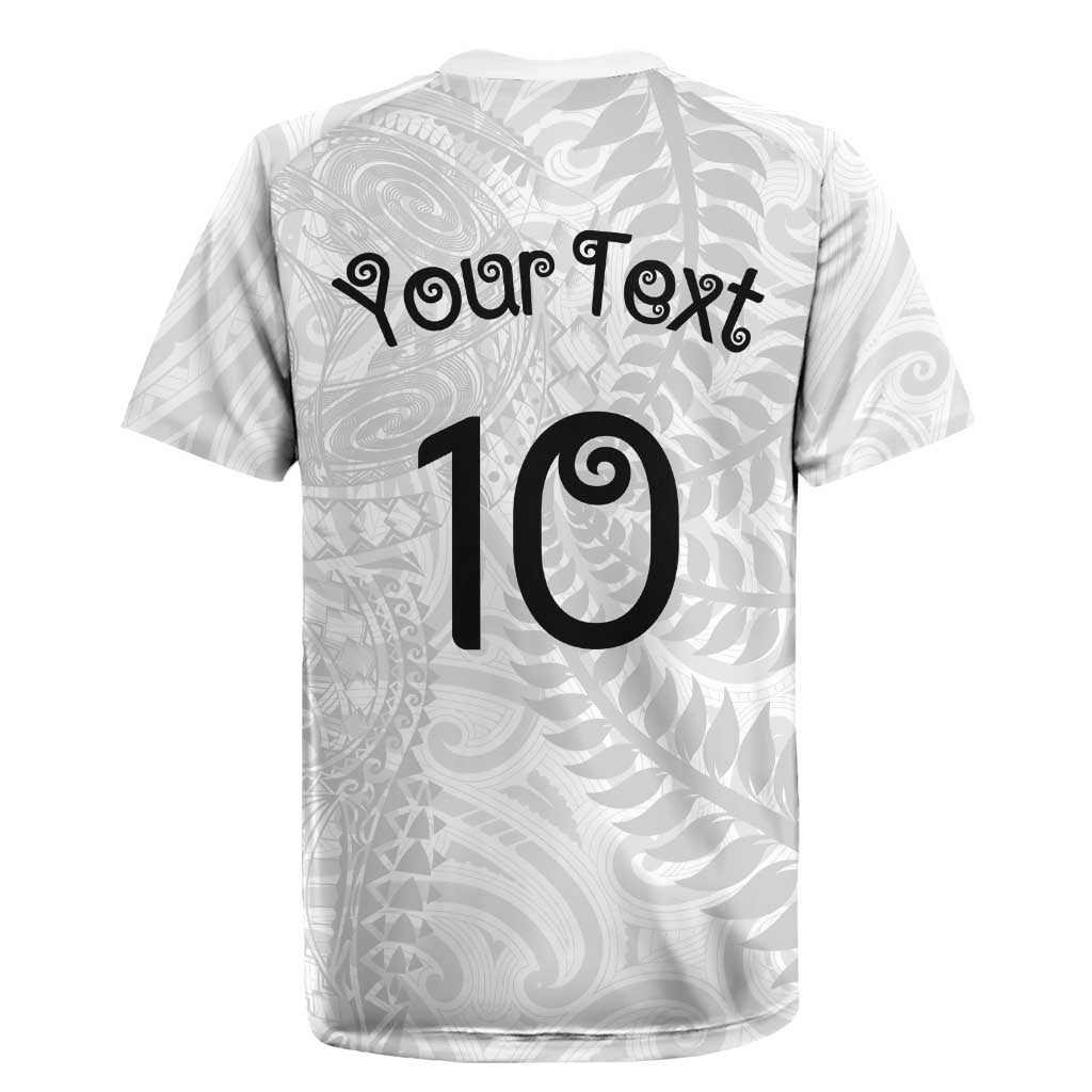 Aotearoa Volleyball Custom Rugby Jersey Silver Ferns and Maori Tribal White LT03 - Polynesian Pride