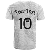 Aotearoa Volleyball Custom T Shirt Silver Ferns and Maori Tribal White LT03 - Polynesian Pride