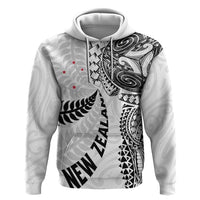 Aotearoa Volleyball Custom Zip Hoodie Silver Ferns and Maori Tribal White LT03 Pullover Hoodie White - Polynesian Pride