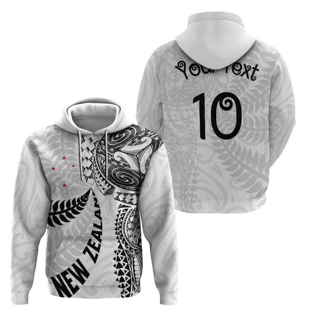 Aotearoa Volleyball Custom Zip Hoodie Silver Ferns and Maori Tribal White LT03 - Polynesian Pride