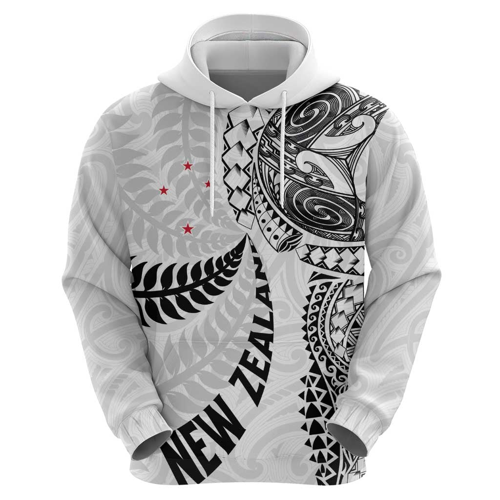 Aotearoa Volleyball Custom Zip Hoodie Silver Ferns and Maori Tribal White LT03 - Polynesian Pride