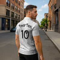 Aotearoa Volleyball Custom Zipper Polo Shirt Silver Ferns and Maori Tribal White LT03 - Polynesian Pride