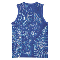 New Zealand Sea Animals Basketball Jersey with Maori Koru Tribal Tattoo and Silver Ferns Aquatic Style