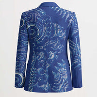New Zealand Sea Animals Blazer with Maori Koru Tribal Tattoo and Silver Ferns Aquatic Style