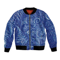 New Zealand Sea Animals Bomber Jacket with Maori Koru Tribal Tattoo and Silver Ferns Aquatic Style