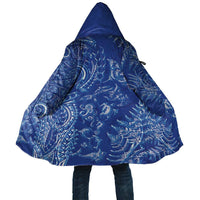New Zealand Sea Animals Cloak with Maori Koru Tribal Tattoo and Silver Ferns Aquatic Style