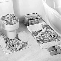 New Zealand Sea Animals Bathroom Set with Maori Koru Tribal Tattoo and Silver Ferns White Color