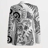 New Zealand Sea Animals Blazer with Maori Koru Tribal Tattoo and Silver Ferns White Color