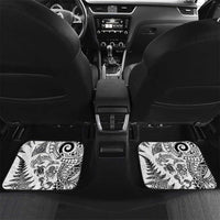New Zealand Sea Animals Car Mats with Maori Koru Tribal Tattoo and Silver Ferns White Color